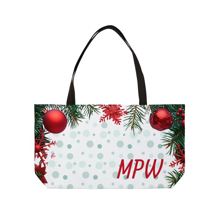 Christmas Carry Bag, Holiday Garland Tote, Xmas Hostess Gift Gear Bag