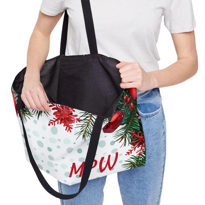 Christmas Carry Bag, Holiday Garland Tote, Xmas Hostess Gift Gear Bag