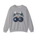  Coquette Hanukkah Cherries Sweatshirt, Winter Cute Bow Blue Design