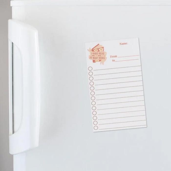 Dry Erase Reading Log Fridge Magnet, Custom Book Tracker Magnet