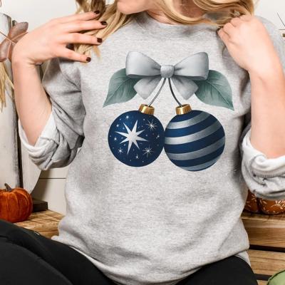 Coquette Hanukkah Cherries Sweatshirt, Winter Cute Bow Blue Design