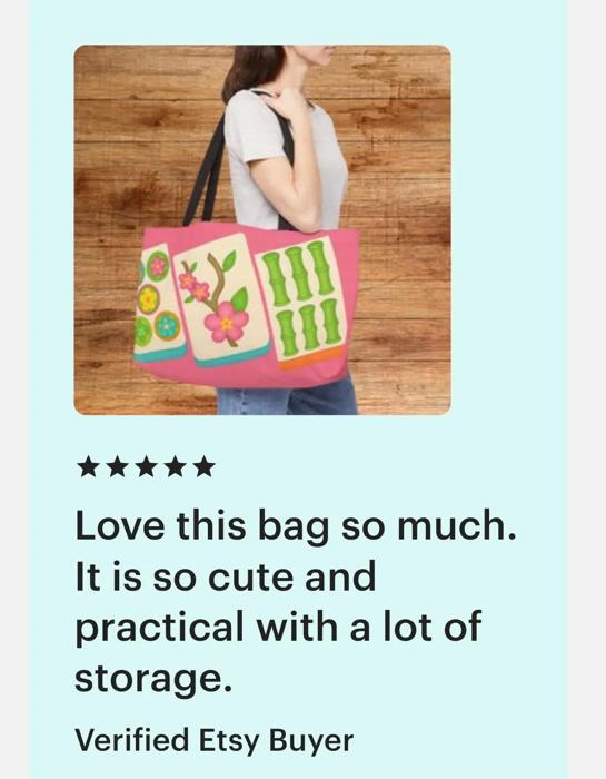 Big Tiles Mahjong Carry Bag, Mah Jongg Tote for Tiles Racks Cards and Coins, Mahj Hostess Gift Idea