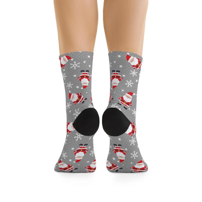 Santa Cute Christmas Socks, Recycled Poly Socks for Xmas Party Outfits