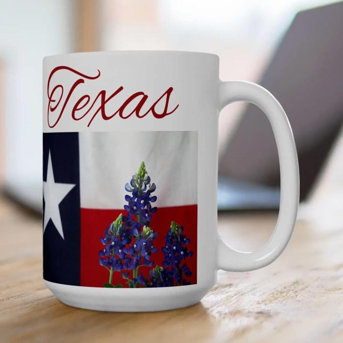 Texas Flag Ceramic Mug, Gift for Texan Coffee Lovers or Gardeners