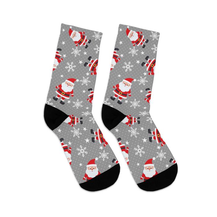 Santa Cute Christmas Socks, Recycled Poly Socks for Xmas Party Outfits