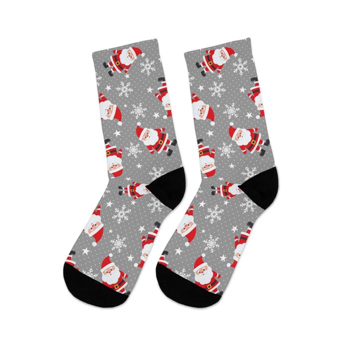 Santa Cute Christmas Socks, Recycled Poly Socks for Xmas Party Outfits