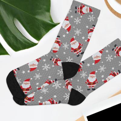 Santa Cute Christmas Socks, Recycled Poly Socks for Xmas Party Outfits