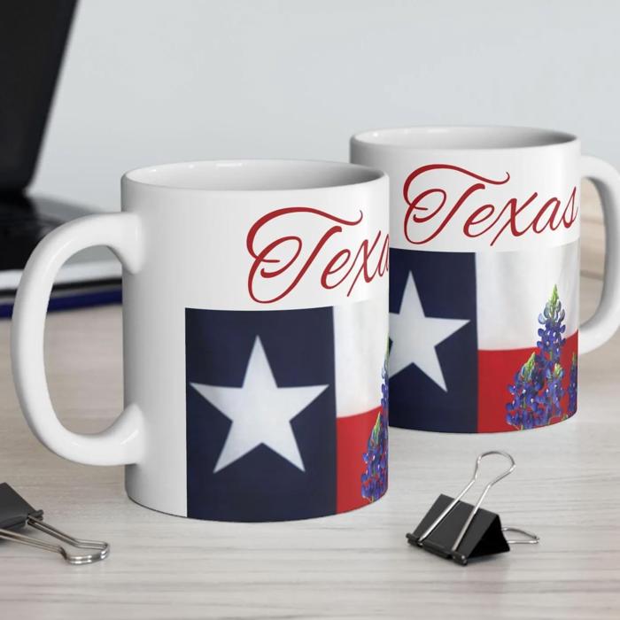 Texas Flag Ceramic Mug, Gift for Texan Coffee Lovers or Gardeners
