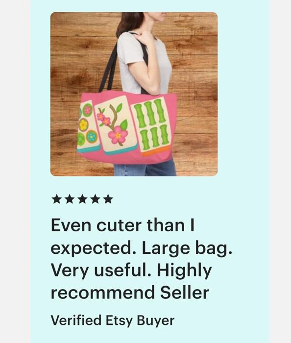 Big Tiles Mahjong Carry Bag, Mah Jongg Tote for Tiles Racks Cards and Coins, Mahj Hostess Gift Idea