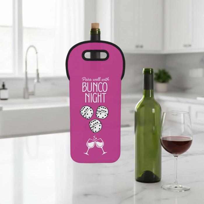 Funny Bunco Night Wine Tote Bag, Gift for Bunko Players, 4 Color Choices