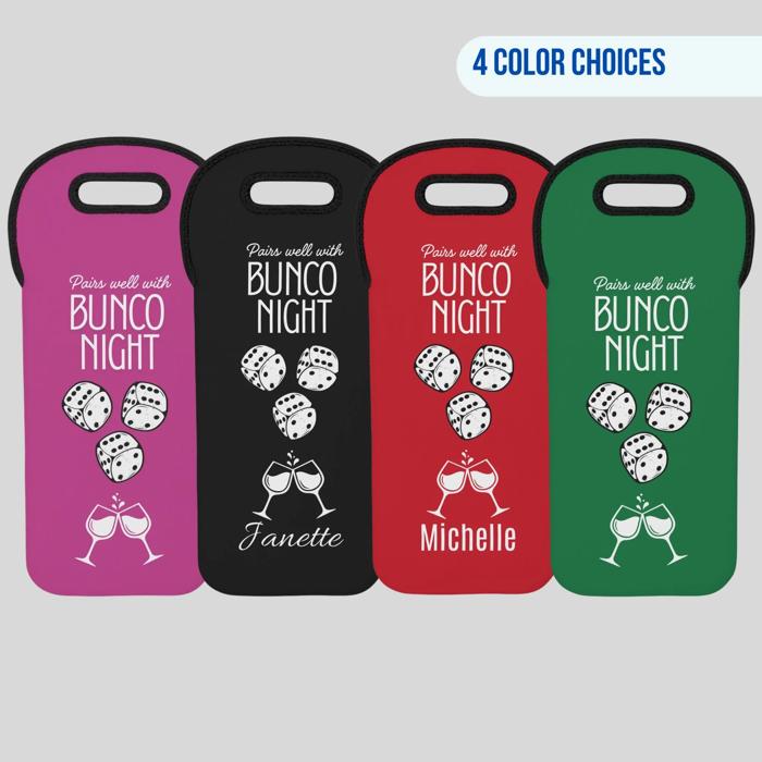 Funny Bunco Night Wine Tote Bag, Gift for Bunko Players, 4 Color Choices