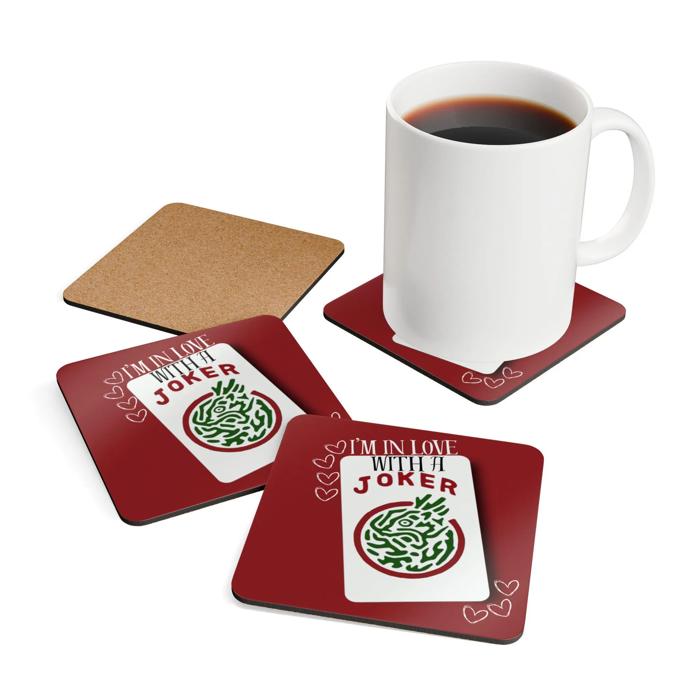 Peace Mahjong Love Hardboard Coasters with Cork Bottom (Set of 4), Tile Game Players Gift