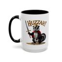 15oz Funny Skunk Knight Accent Coffee Mug, Coffee Lovers Medieval Ceramic Cup, Quirky Gift for Role Playing Fans and Small Mammal Lovers
