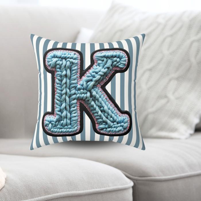 Custom Initial Letter Faux Suede Pillow, Cute Monogram Dorm Room Decor