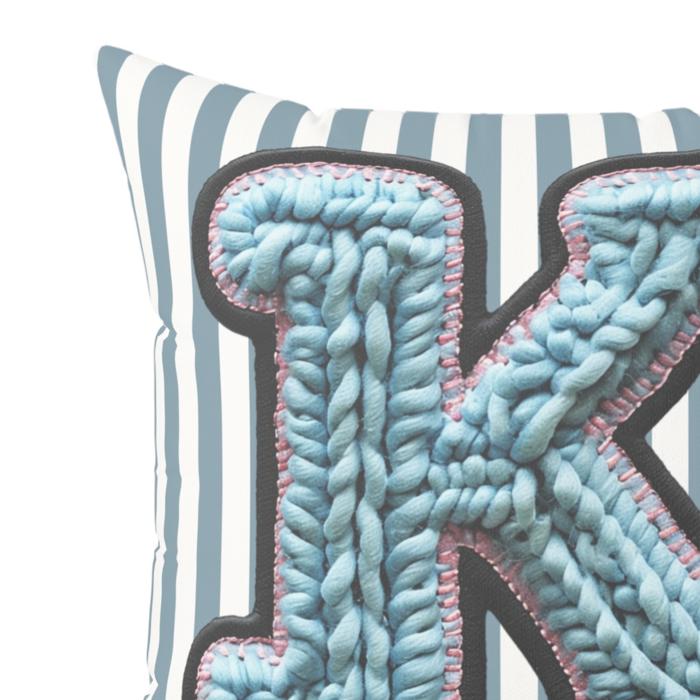 Custom Initial Letter Faux Suede Pillow, Cute Monogram Dorm Room Decor