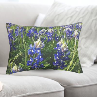 Texas Bluebonnets Lumbar or Square Throw Pillow