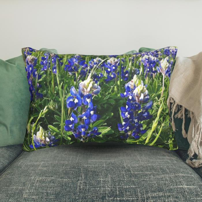 Texas Bluebonnets Lumbar or Square Throw Pillow