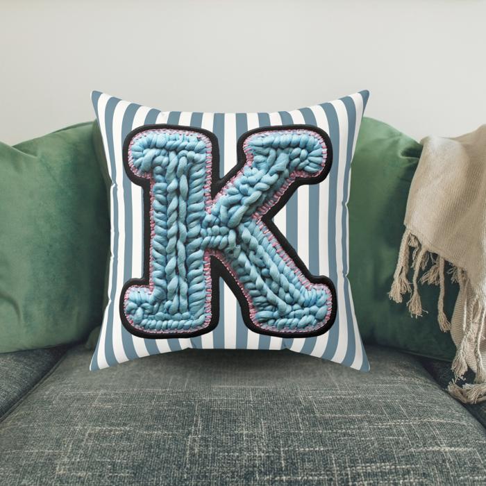 Custom Initial Letter Faux Suede Pillow, Cute Monogram Dorm Room Decor