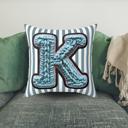 Custom Initial Letter Faux Suede Pillow, Cute Monogram Dorm Room Decor