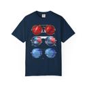 Navy Patriotic Sunglasses July 4 Party Tshirt