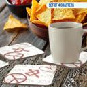  Peace Mahjong Love Hardboard Coasters with Cork Bottom (Set of 4), Tile Game Players Gift