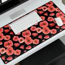 Single 31.5"x15.5" Red Watercolor Poppies Custom Desk Mat