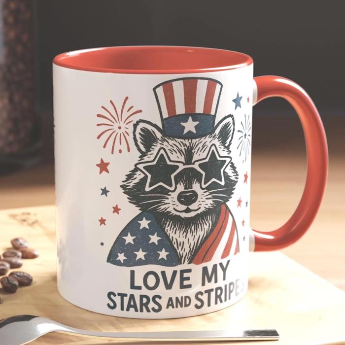 Stars & Stripes Cat Coffee Mug