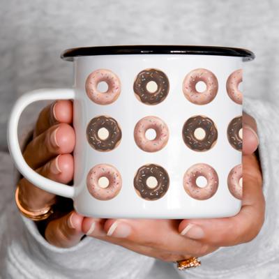 Donut Lovers Cute Enameled Camp Mug