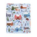  Snowy Village Mink Plush Blanket, Christmas or Hanukkah Gift, Super Soft Throw