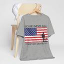 Athletic Gray American Soldier Patriotic Flag Tshirt 