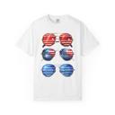 White Patriotic Sunglasses July 4 Party Tshirt