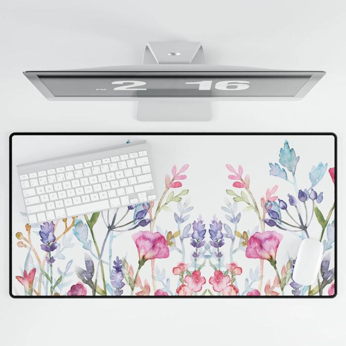 Watercolor Floral Desk Mat Customizable