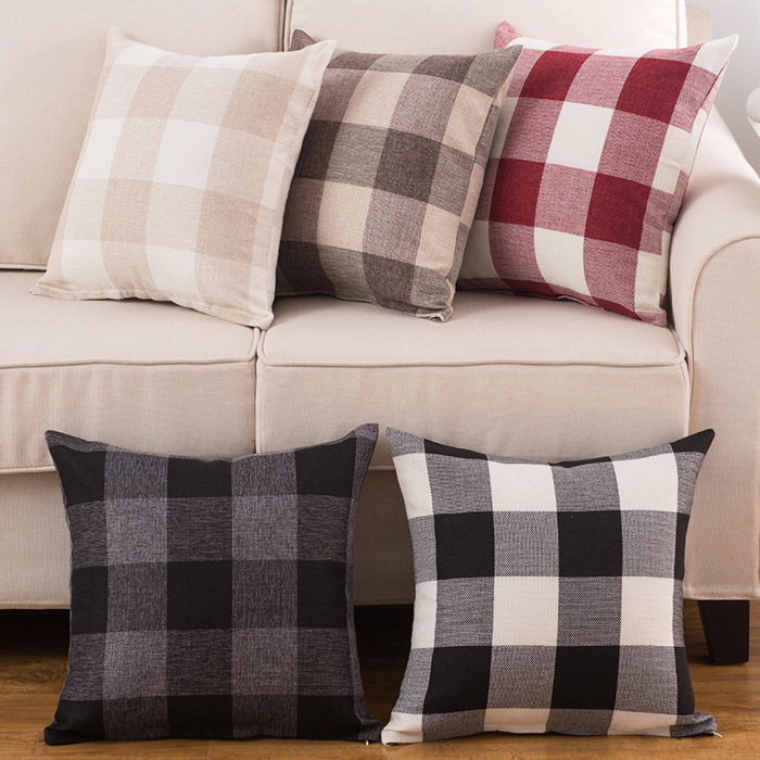 Farmhouse Pillow Cover, Plaid Pillow Covers for 18x18 Pillow (NO Insert Included)