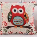 Red  Whimsical Owl Throw Pillow Covers – Colorful 18"x18" Cushion Covers 