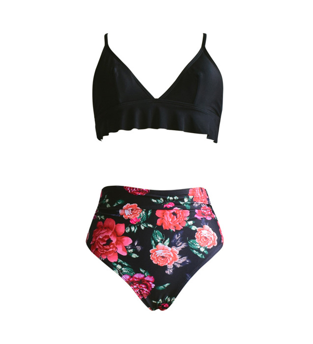 Floral High Waisted Women RUFFLE BIKINI Set Swimsuit