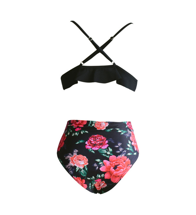 Floral High Waisted Women RUFFLE BIKINI Set Swimsuit
