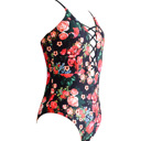  DEEP V PLUNGE LACE UP FLORAL CUTOUT SWIMSUIT