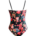  DEEP V PLUNGE LACE UP FLORAL CUTOUT SWIMSUIT