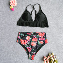  Floral High Waisted Women RUFFLE BIKINI Set Swimsuit