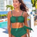 Green X-Small Women Strappy High-waisted 2 Piece Bikini Swimsuits