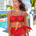 Red X-Small Women Strappy High-waisted 2 Piece Bikini Swimsuits