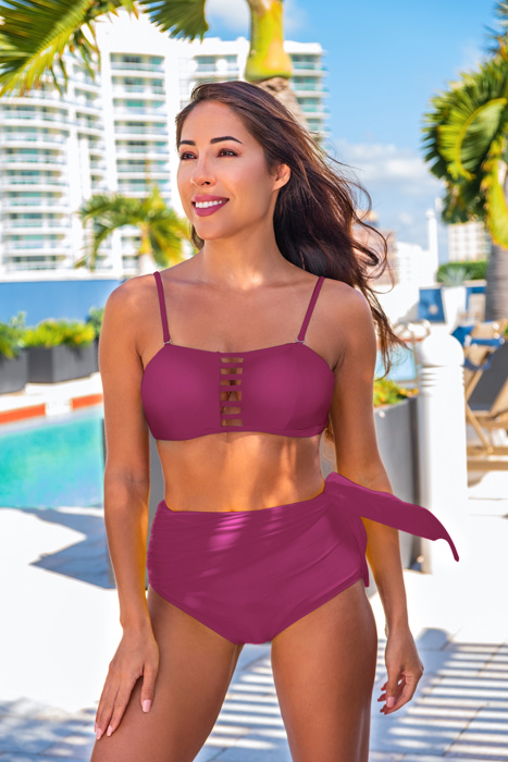Women Strappy High-waisted 2 Piece Bikini Swimsuits