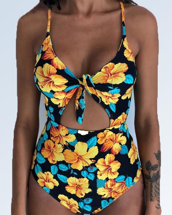 FLORAL HIGH CUT ONE PIECE SWIMSUIT