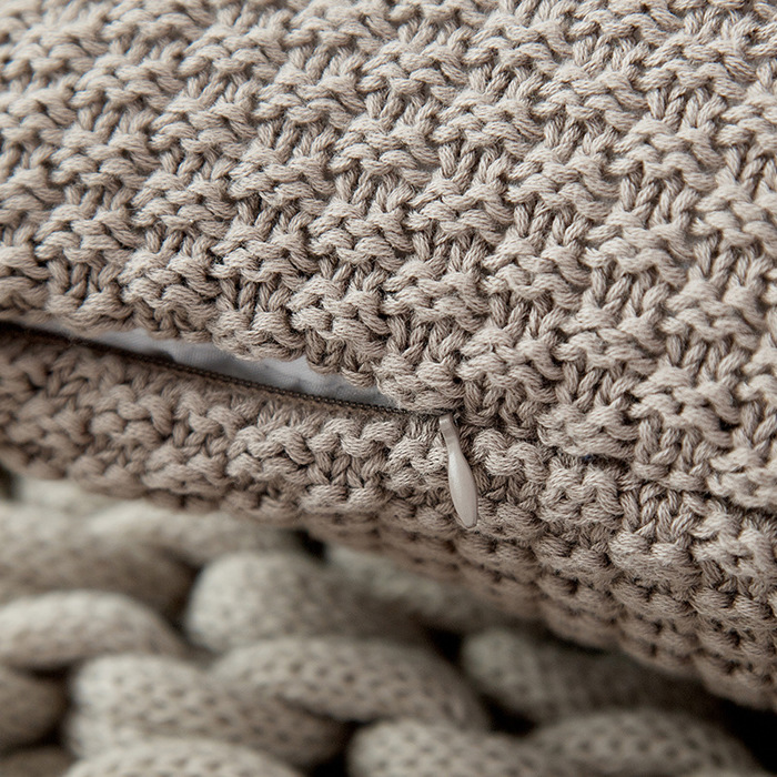 Knitted Cotton Pillow Covers with Tassels – 18" x 18" – Decorative Cushion Cover (No Insert)