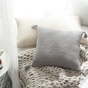 Gray Knitted Cotton Pillow Covers with Tassels – 18" x 18" – Decorative Cushion Cover (No Insert)