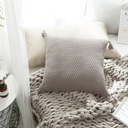 Taupe Knitted Cotton Pillow Covers with Tassels – 18" x 18" – Decorative Cushion Cover (No Insert)