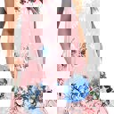 Pink Floral Small Lina Sleeveless Floral Women T-Shirt Mini Dress