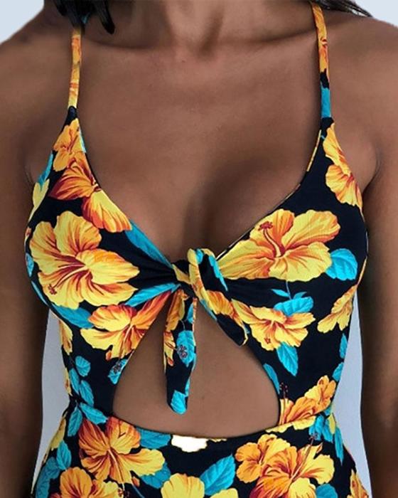 FLORAL HIGH CUT ONE PIECE SWIMSUIT