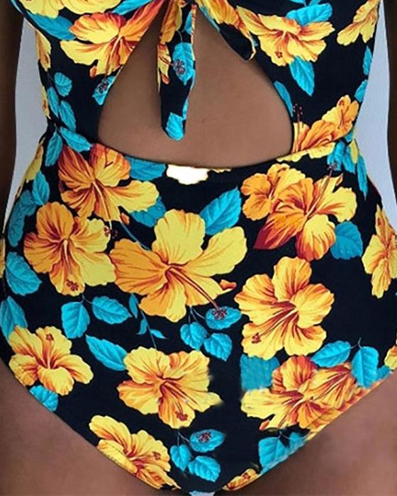 FLORAL HIGH CUT ONE PIECE SWIMSUIT