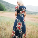  Women Maxi Floral Navy Dress